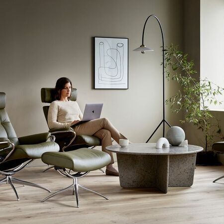 Stressless - London Headrest Paloma Dark Olive Alu Model